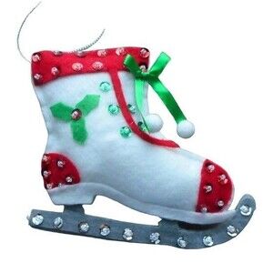 Midwest CBK Ornament Felt Craft Figure Skate with Sequins Plush Christmas